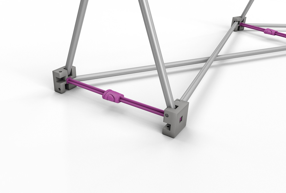 Curved Fabric Pop Up Purple Locking Arms - Lock Frame into Assemble Position With Quick Release For Disassemble 